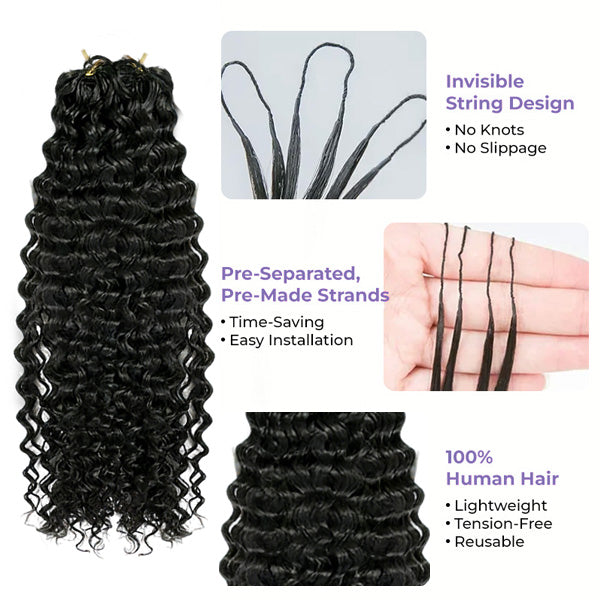 Atikual Lightweight Feather Water Wave Crochet Human Hair with Miracle Knots, Natural Feel & Easy Install