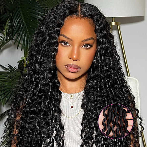 Atikual Pixie Curly Hair Wigs Finger Coiling Curly Human Hair Glueless Wigs Bleached Knots Wear Go Wigs With Drawstring