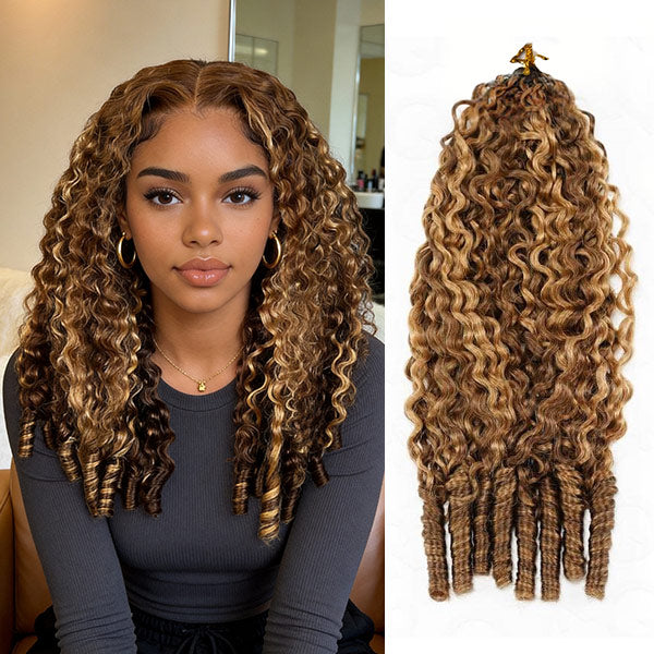 Atikual Highlight 4/27 Burmese Curly Crochet Human Hair with Miracle Knots Easy Install