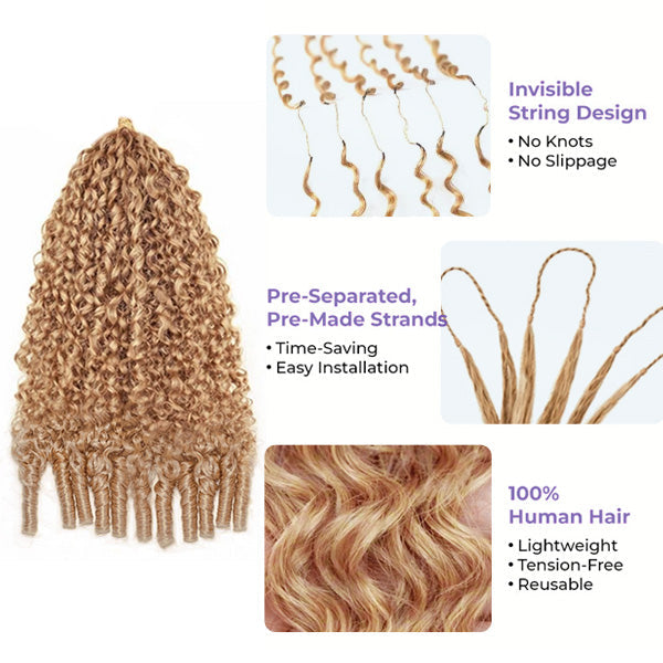Atikual #27 Honey Blonde Burmese Curly Pre-Looped Crochet Human Hair Extensions for Natural Protective Styles
