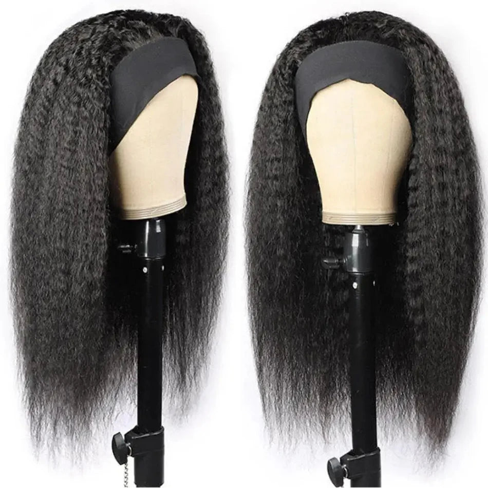 Atikual Kinky Straight Headband Wigs Human Hair Zero Skills Needed