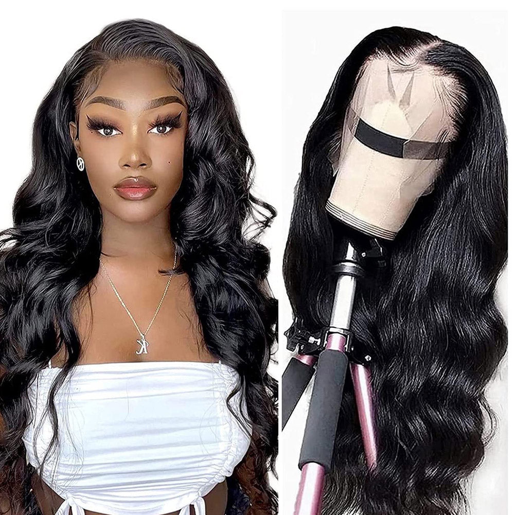 Atikual Body Wave Human Hair Headband Wigs No Glue No Gel Easy Install Half Wig