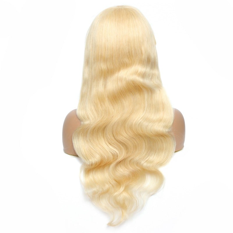 Atikual 613 Blonde Body Wave Human Hair Wig with Bangs Natural Color for Women