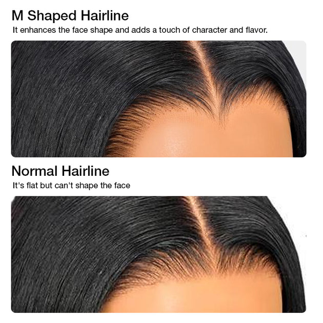 Atikual Widow's Peak M Hairline 13x6 HD Lace Front Wig Straight Brazilian Human Hair