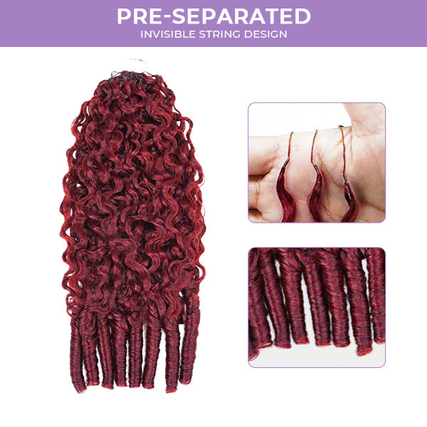 Atikual 99J Burgundy Burmese Curly Crochet Human Hair Micro Ring Loop for Better Scalp Airflow