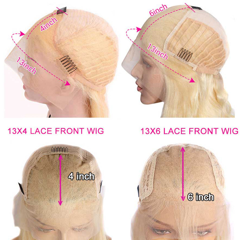 Atikual Professional Toned Ombre Pink 13x6 Lace Front Human Hair Body Wave Wig