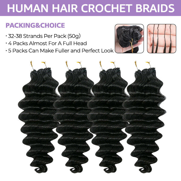 Atikual Pre-Separated Loose Deep Crochet Human Hair | Salon-Quality Boho Hair Braids
