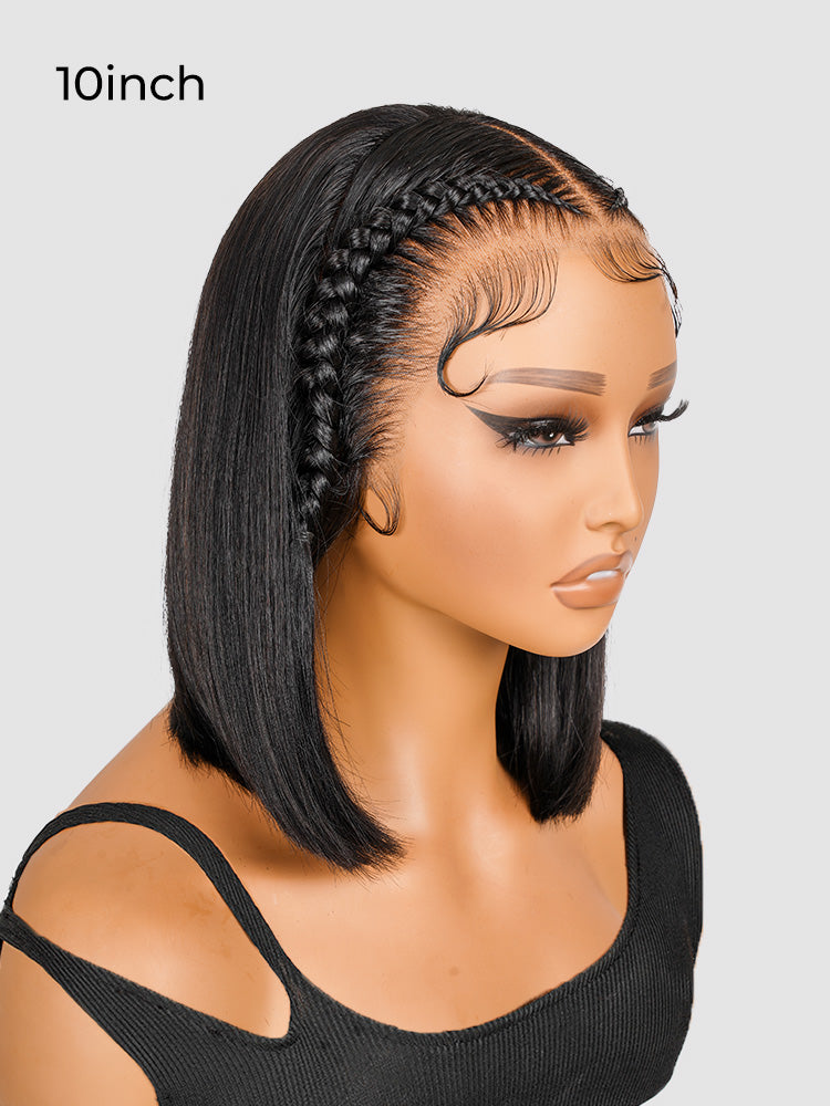 Atikual High Quality  Straight 13*4 Lace Frontal Wig For Women Braided Bob Wig With Baby Hair Human Hair Braiding Wigs