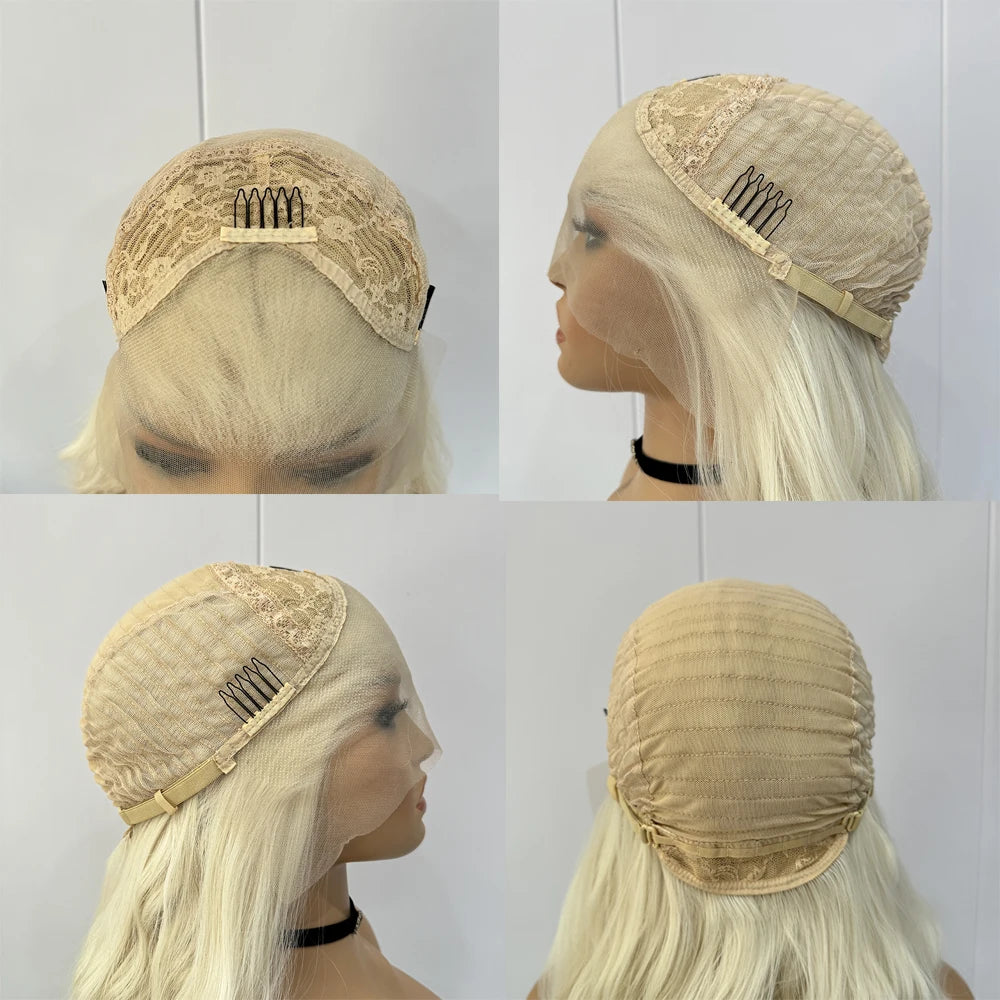 Atikual 613 Blonde Bob Lace Hair Short Body Wave Side Part Lace Front Wig