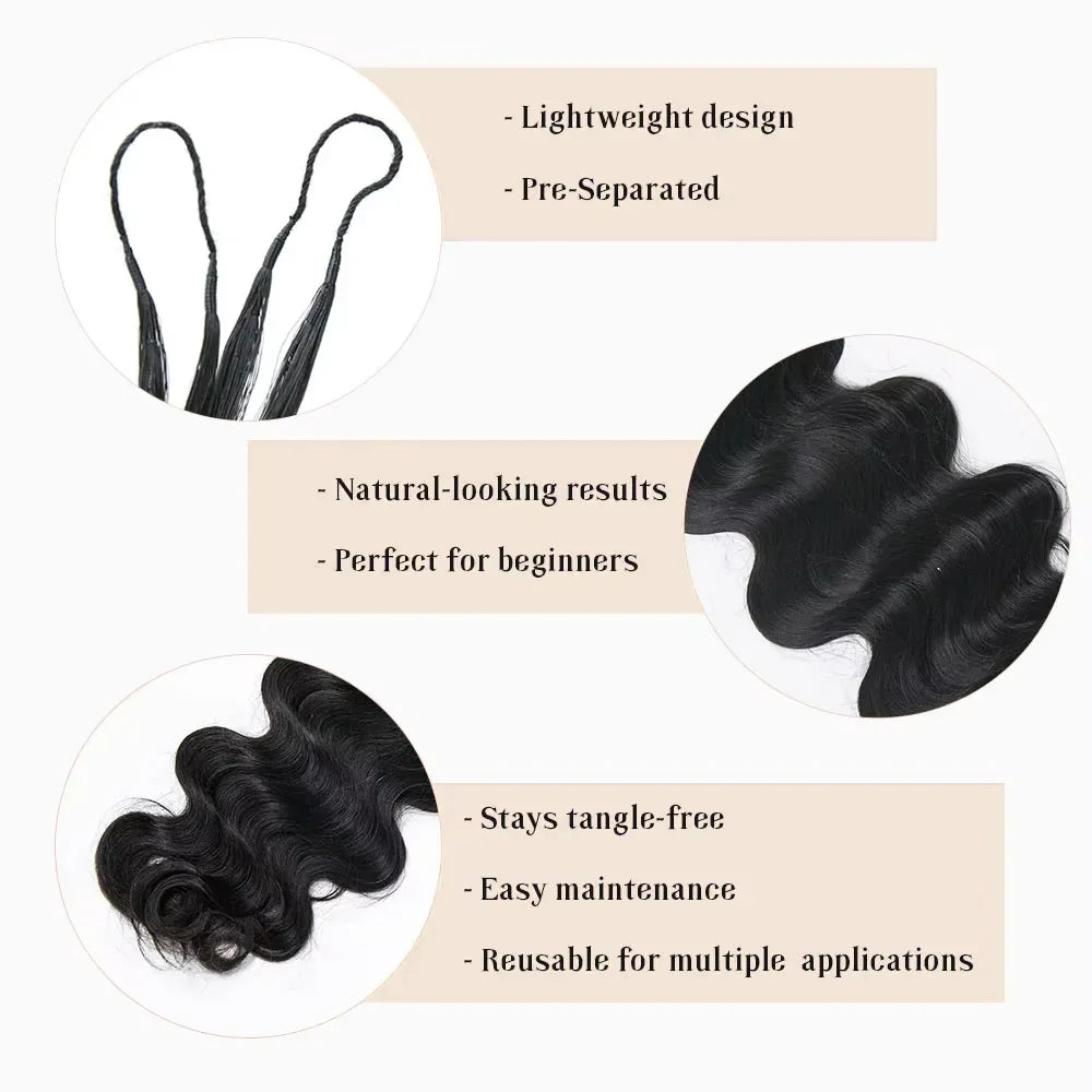 Atikual Natural Flow Body Wave Crochet Human Hair Extensions Lightweight Reusable Beginner Friendly