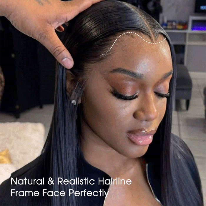Atikual Widow's Peak M Hairline 13x6 HD Lace Front Wig Straight Brazilian Human Hair