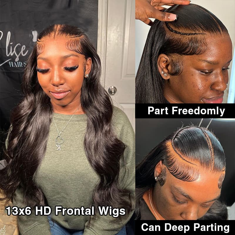 Atikual Pre Braided Wig Straight Glueless 13x6 HD Lace Front Wigs Human Hair Bleached Knots