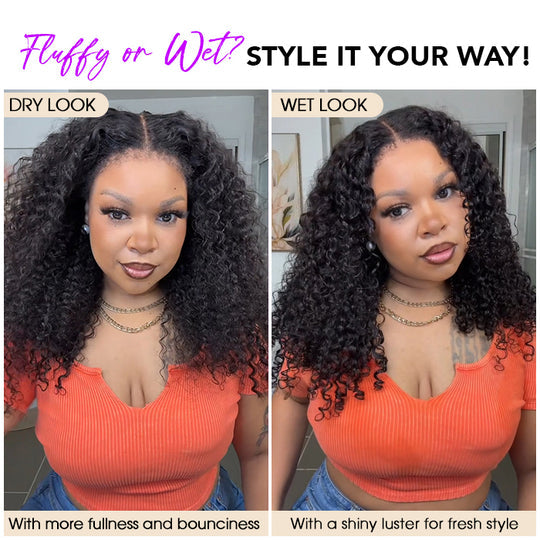 r 4C Edges Hairline Wig Transparent 13x4 HD Lace Pre-Plucked Curly Human Hair Wig with Curly Baby Hair