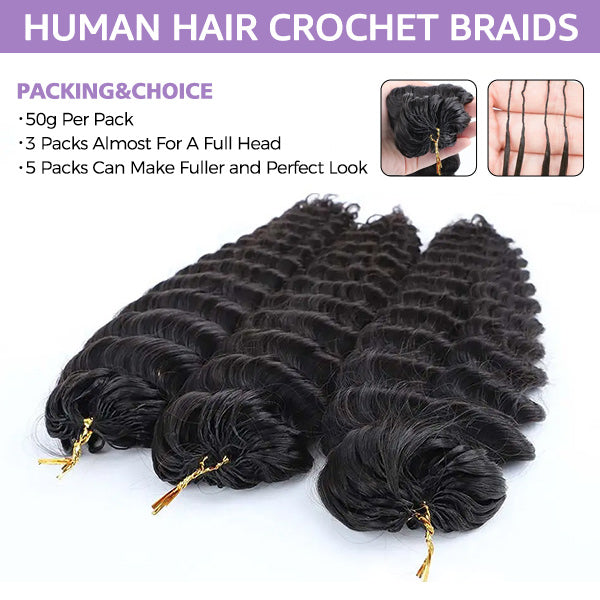Atikual Luxury Deep Wave Crochet Human Hair Natural Melt & Seamless Blend for Black Women