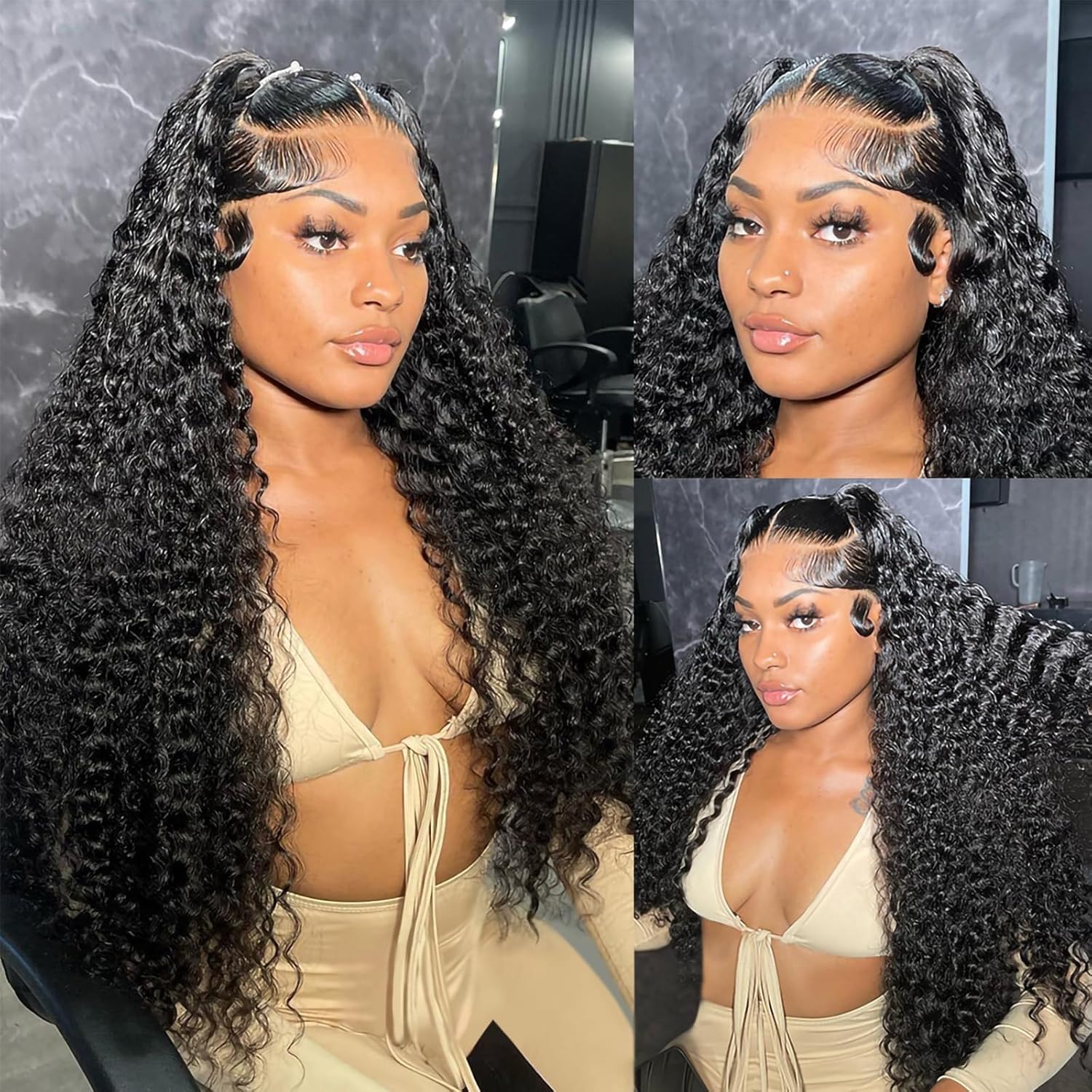 Atikual Deep Wave 13X4 Swise HD Lace Front Wigs Pre Plucked Natural Hairline 100% Human Hair Wig