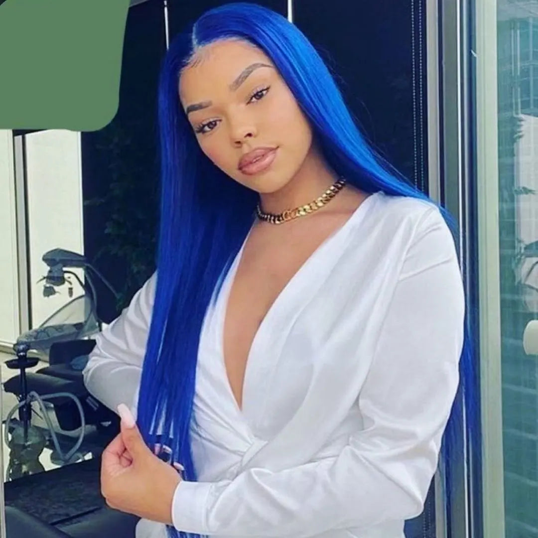 Atikual 13x4 100% Virgin Human Hair Quality Blue Blonde Straight Wigs Human Hair Wig 13x6 Lace Front Remy Wigs Millionaire Queen On Sale