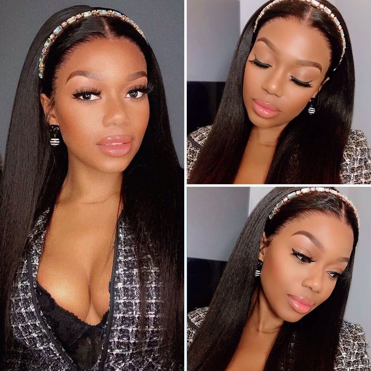 Atikual Kinky Straight Headband Wigs Human Hair Zero Skills Needed