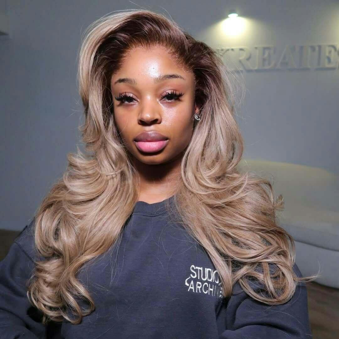Atikual Professional Toned Ombre Ash Blonde Mixed Dirty Blonde HD Lace Front Human Hair Wigs Glueless Wigs
