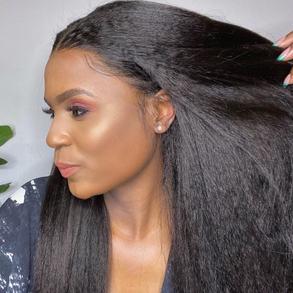 Atikual Kinky Straight Wig 13x4 13x6 HD Lace Front Wigs Natural Black Brazilian Virgin 100% Human Hair Preplucked