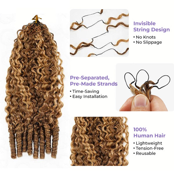 Atikual Highlight 4/27 Burmese Curly Crochet Human Hair with Miracle Knots Easy Install