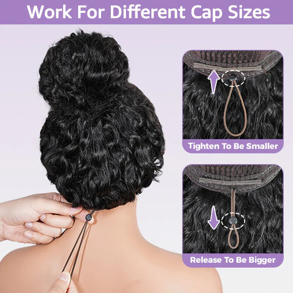 Atikual Wear Go Glueless Wigs Pre Cut Lace Kinky Straight 7x5 HD Lace Closure Bob Wigs 100% Human Hair