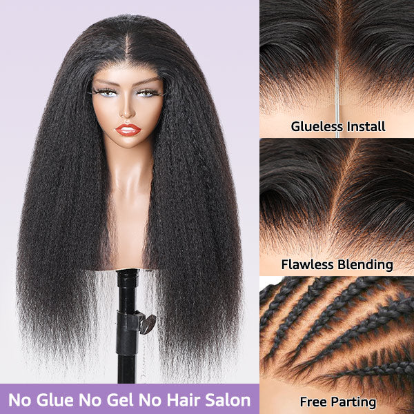 Atikual Wear Go Glueless Wigs Pre Cut Lace Kinky Straight 7x5 HD Lace Closure Bob Wigs 100% Human Hair
