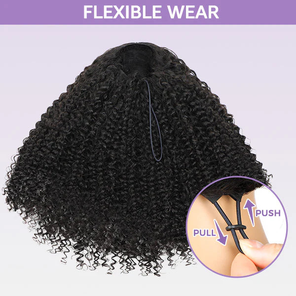 Atikual 3 In 1 Half Wig | Kinky Curly Glueless Wear Go Half Wig Human Hair Invisible Hairline Protective Style