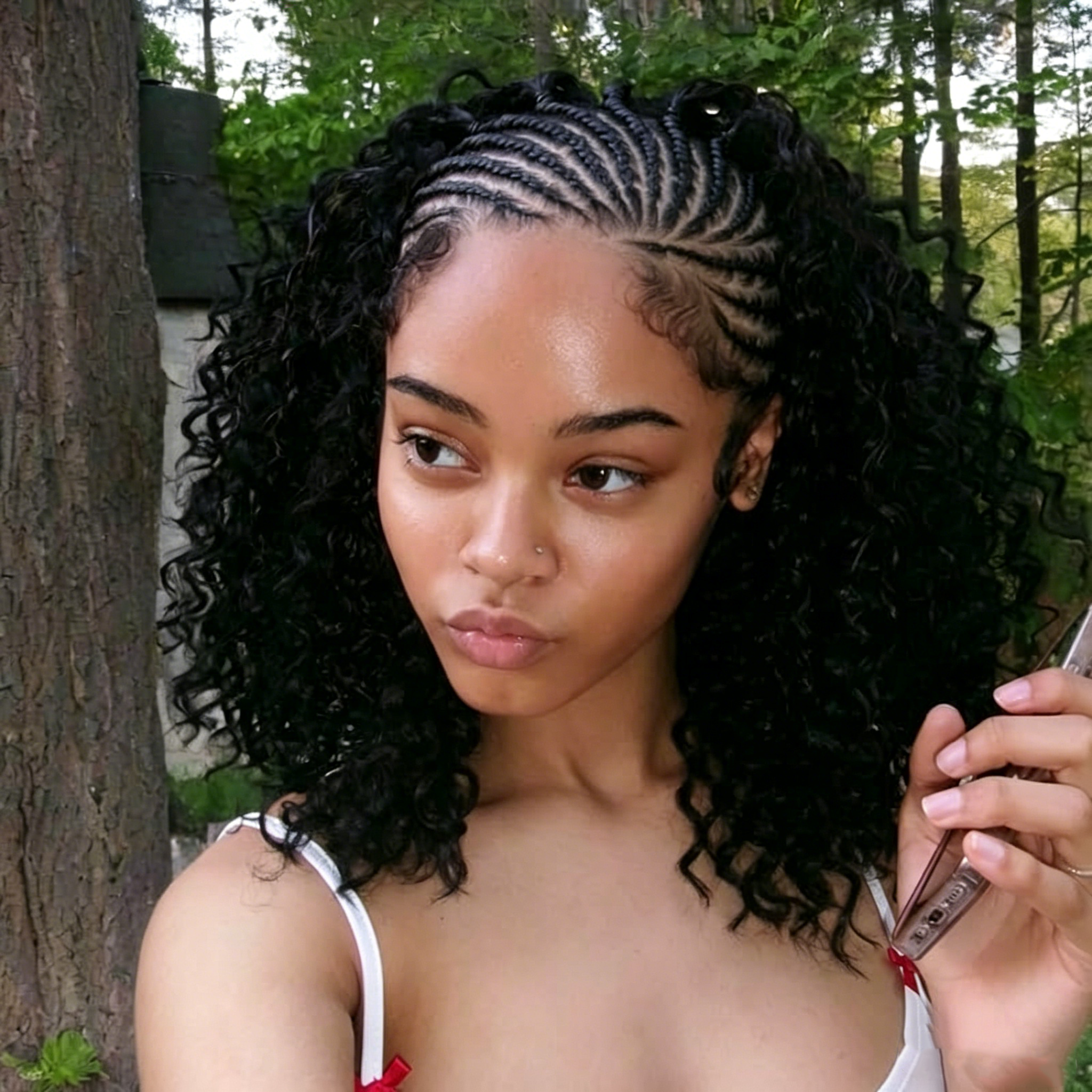 Atikual human hair 13×6 Braided Cornrow Wig —Water Wave Lace Front Wig for Black Women Pre-Cut Lace Wig Natural Look Beginner Friendly
