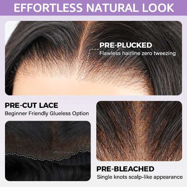 Atikual Glueless Layered Cut Yaki Straight Wear Go Wig 9x6 Pre-Cut T Part Lace Bob Wig Human Hair With Elastic Drawstring