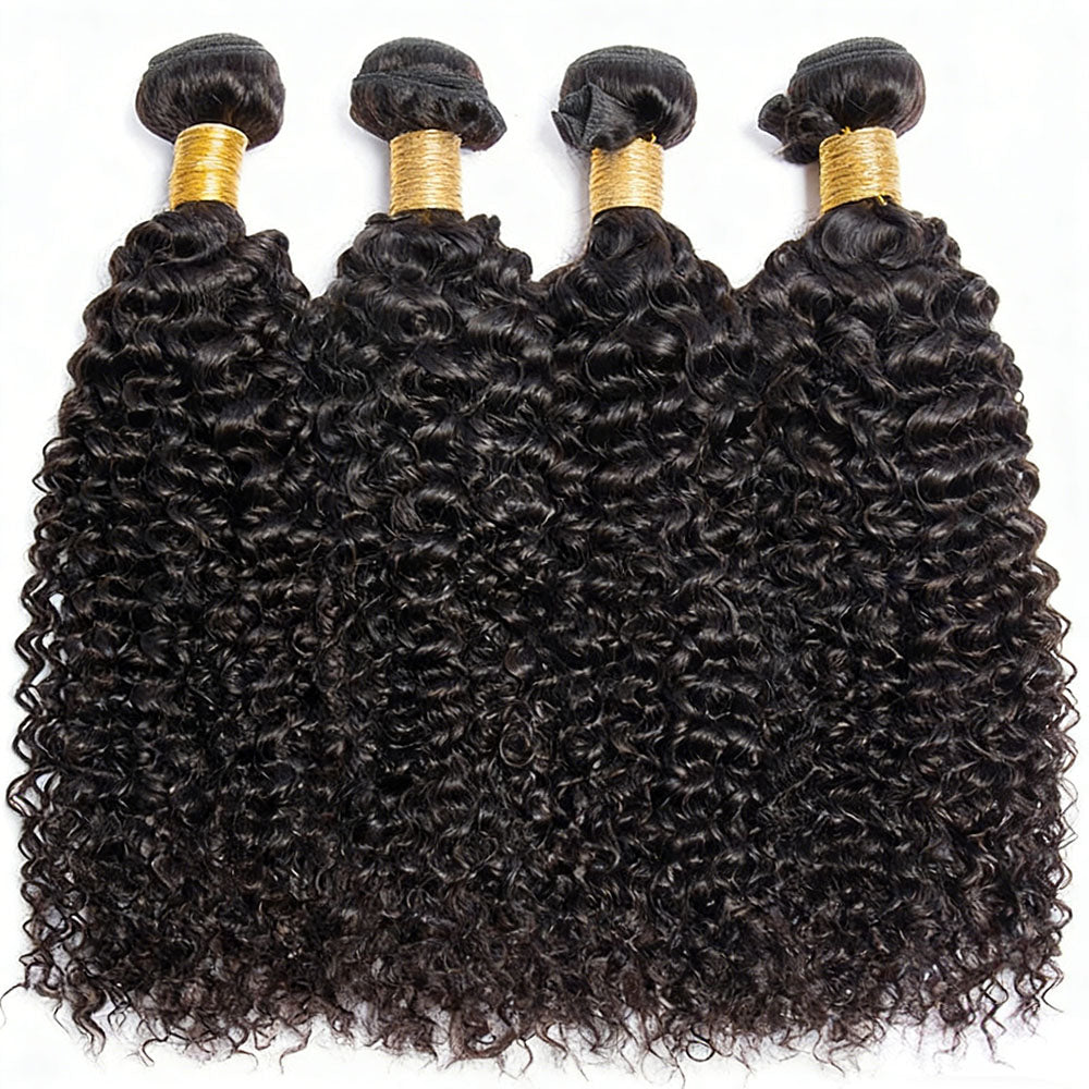 Atikual Kinky Curly Hair Weave 4 Bundles Unprocessed Virgin Brazilian Hair Bundles Kinky Curly Human Hair Extenison