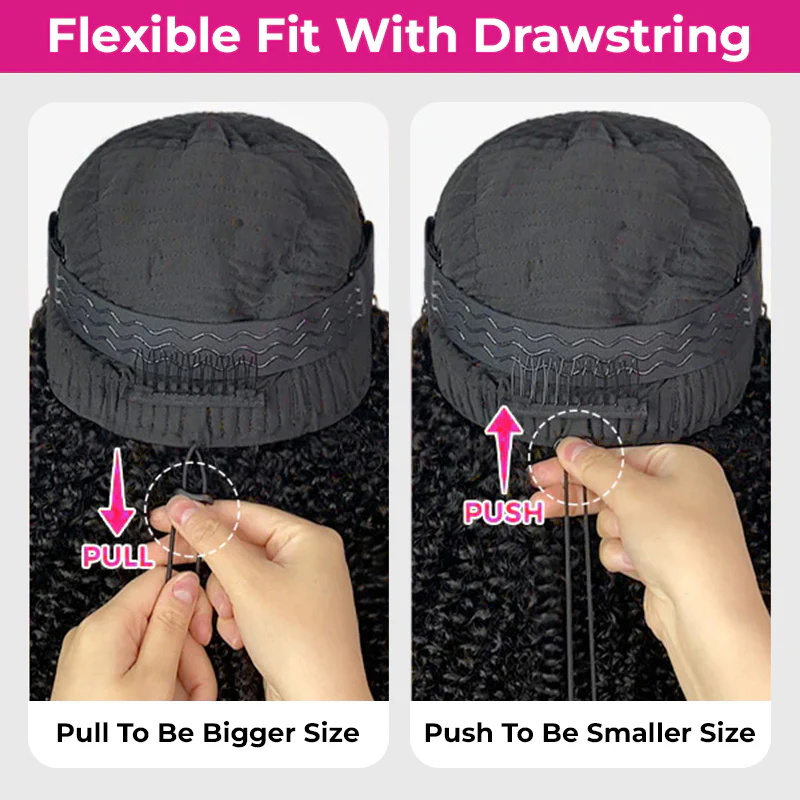 Atikual V Part Straight Wig Human Hair Glueless Wigs Flexible Fit With Drawstring For Beginner Friendly