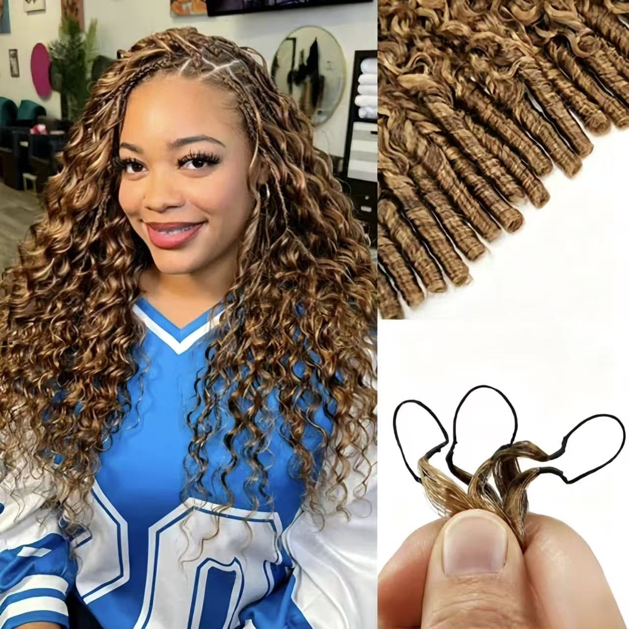 Atikual Highlight 4/27 Burmese Curly Crochet Human Hair with Miracle Knots Easy Install