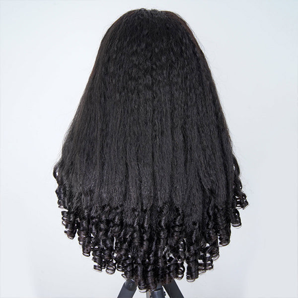 Atikual 3 In 1 Half Wig | Glueless Kinky Straight Burmese Curly Elastic Drawstring Wear Go Half Wig With Yaki Spiral Curls