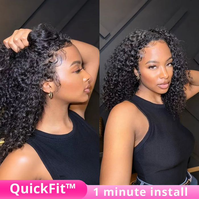Atikual 4C Curly Edges Hairline Invisi Strap 360 Lace Front Glueless Lace Wig Kinky Curly Human Hair Wig With Super Natural Hairline