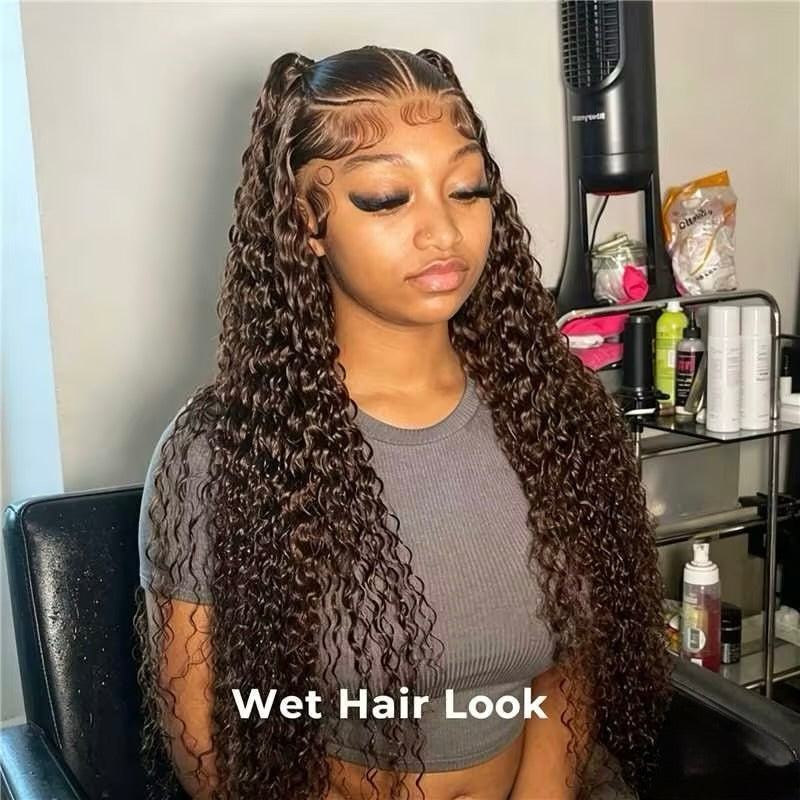 Atikual Glueless #4 Color Deep Wave Stylist Pre-Braided 13x6 Front Wig