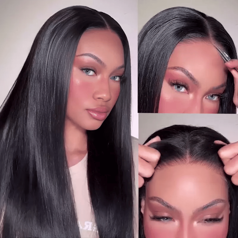 Atikual Wear Go Tiny Knots Pre Bleached Upgraded Silky Straight Glueless 7X5 HD Lace Wig Human Hair
