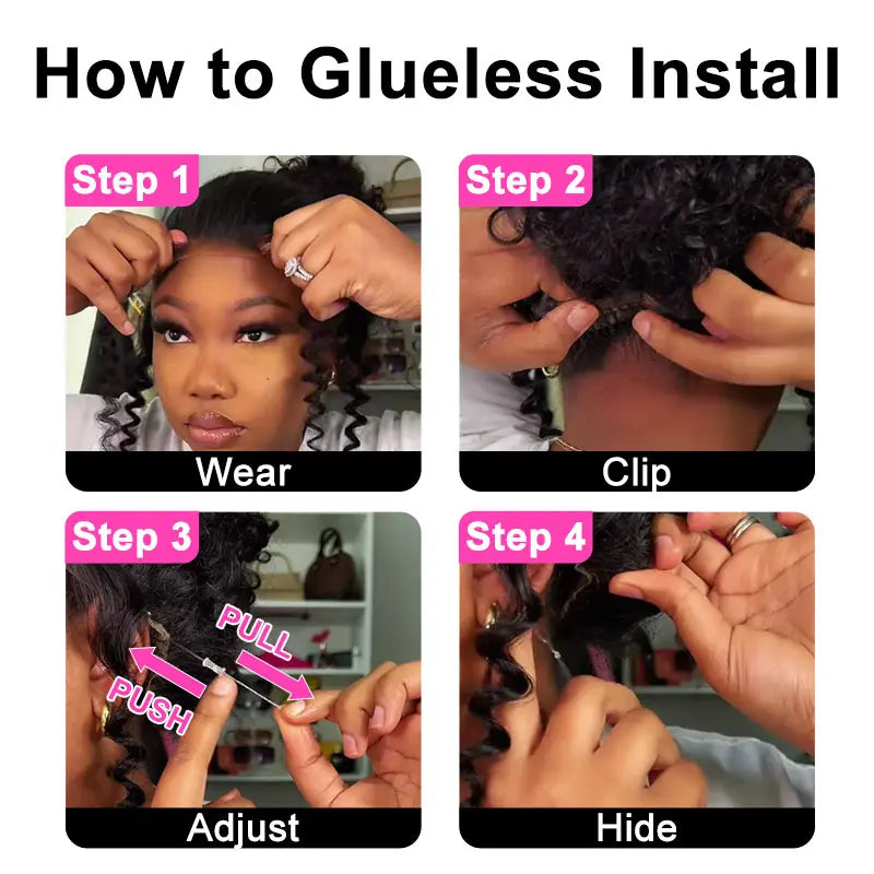Atikual 360 Lace Kinky Curly Invisi Drawstring Wear Go Wig Pre-Bleached Pre-Cut Lace Glueless Wig Human Hair