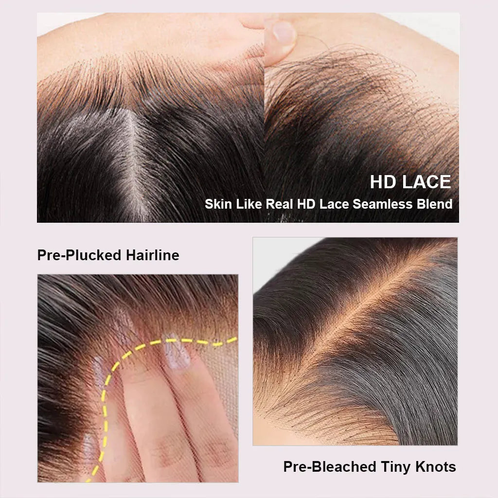 Atikual Honey Brown Highlight Straight Glueless Wig Human Hair 7X5 13X4 Lace Front Wigs With Invisible Drawstring 180% Density