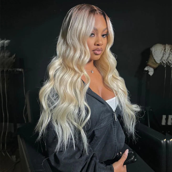 Atikual Professional Pre-Toned 4/613 Ombre Blonde Lace Wig Dark Root 13*4 13*6 Lace Frontal Wigs 100% Human Hair for Black Women Natural Hairline