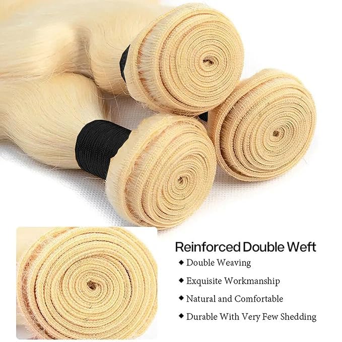 Atikual hair brazilian Straight Virgin Hair Color #613 Brazilian Human Hair 3 Bundles