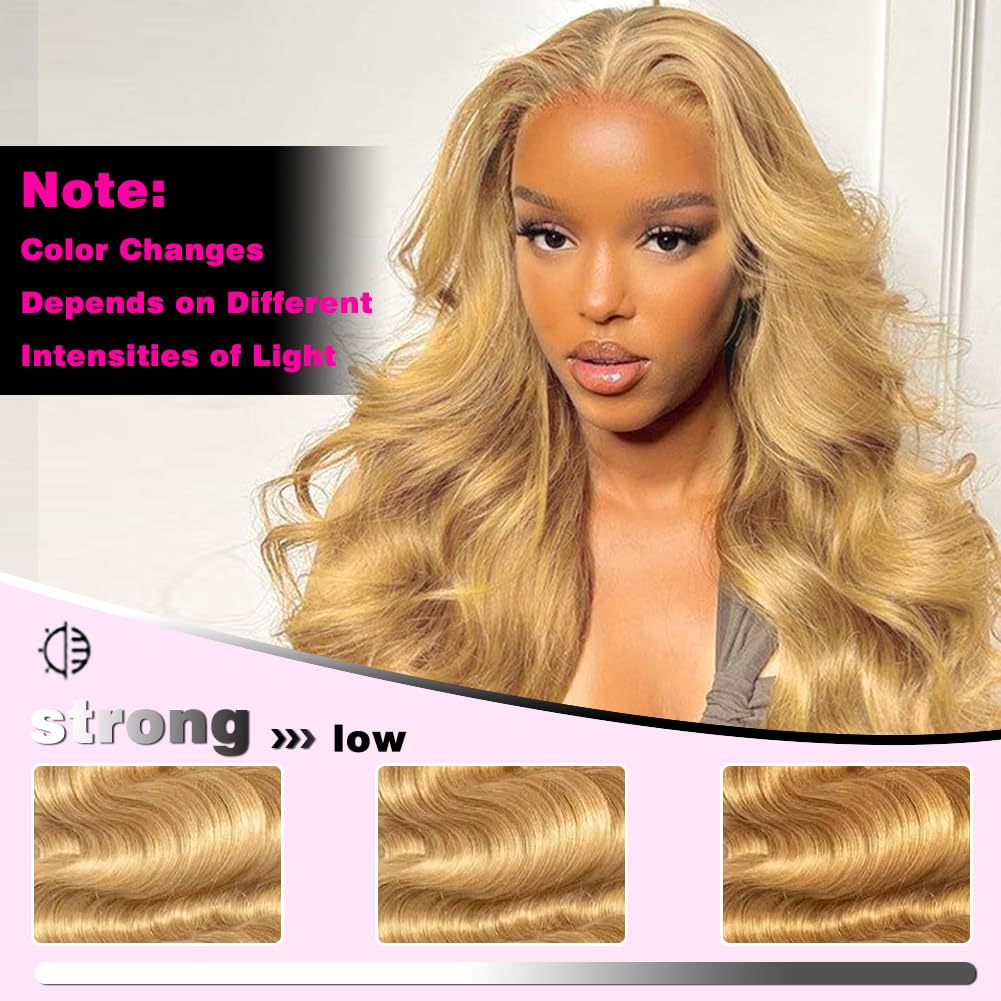 Atikual Brazilian Body Wave Virgin Hair #27 Honey Blonde Colored Human Hair Bundles 4 Bundles For Black Women