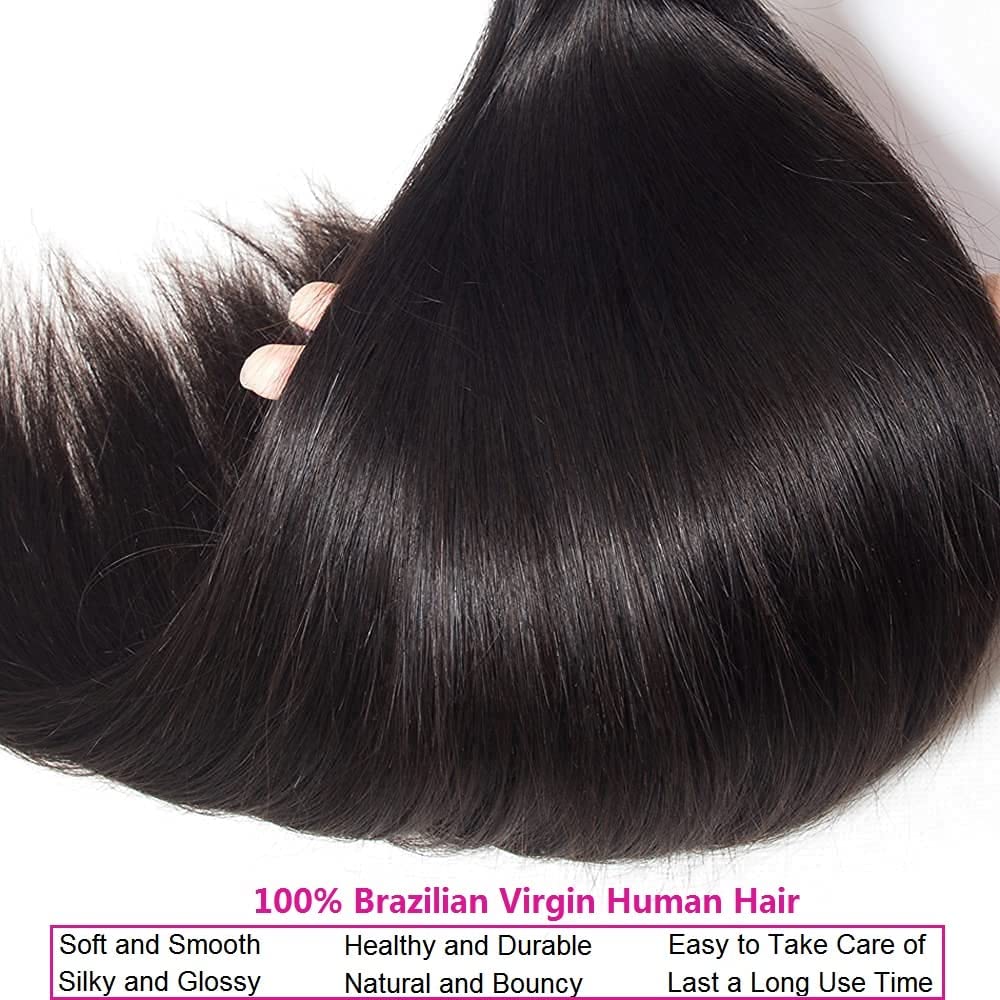 Atikual Brazilian Straight Hair 3 Bundles Deals 100% Unprocessed Virgin Brazilian Hair Silk Straight Human Hair Weave Bundles