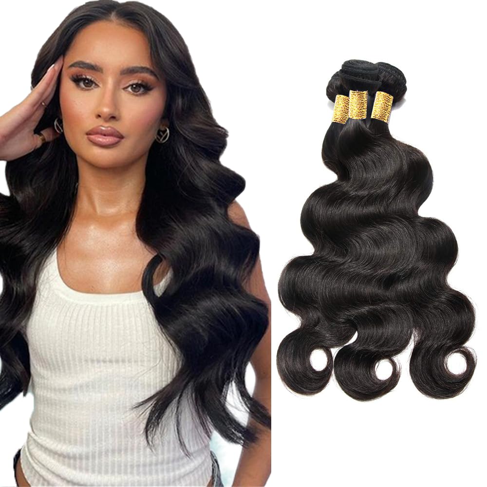 Atikual Hair Brazilian Body Wave 3 Bundles 100% Human Hair Weave Bundles Brazilian Virgin Hair Body Wavy Hair Extension