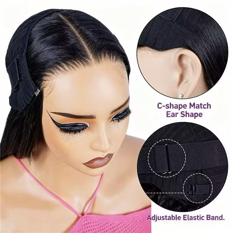 Pre-Braiding Curved Moon Water Wave Human Hair Wig 5x5 HD Transparent Lace Front Wigs