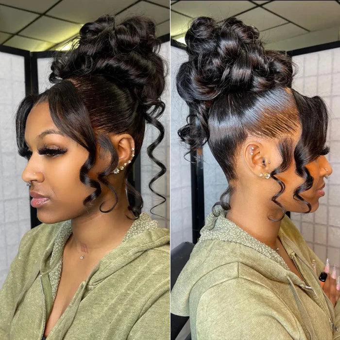 Atikual Body Wave Invisi-String Snug Fit 360 HD Lace Frontal Glueless Wig With Bleached Knots Lace Parting Anywhere 100% Human Hair