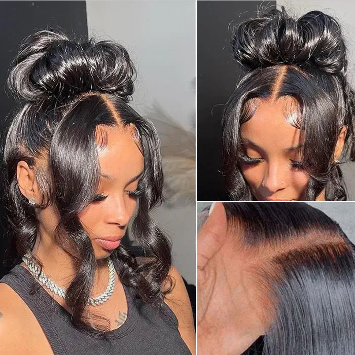 Atikual Body Wave Invisi-String Snug Fit 360 HD Lace Frontal Glueless Wig With Bleached Knots Lace Parting Anywhere 100% Human Hair