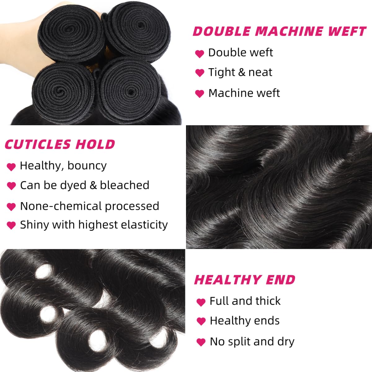 Atikual Brazilian Hair Body Wave 4 Bundles Deal High Quality Virgin Hair Bundles Brazilian Body Wave Hair Extension Natural Color