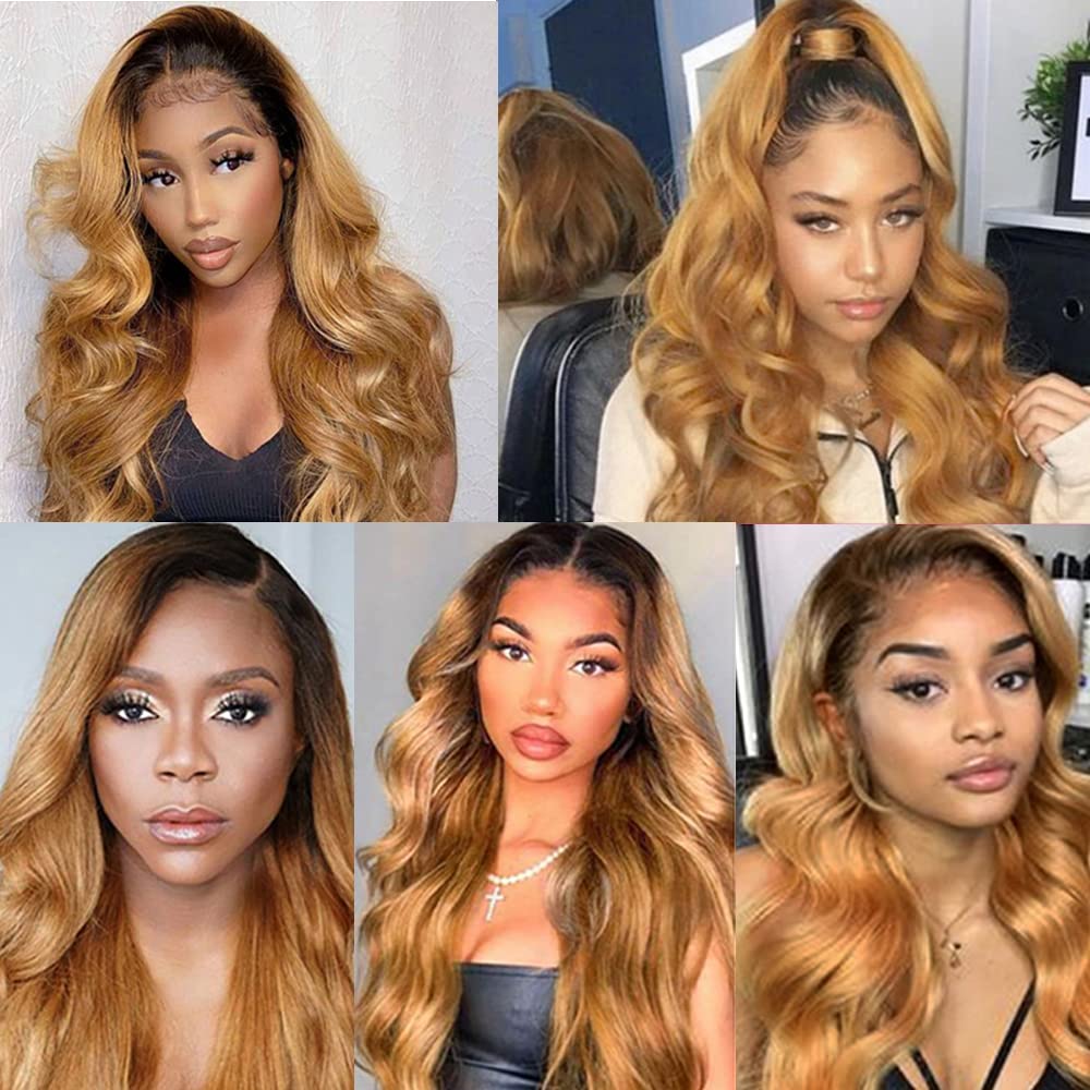 Atikual 1b/27 Human Hair Bundles Ombre Blonde Body Wave Bundle Brazilian Virgin Remy Hair 3 Bundles Double Weft Hair Weave