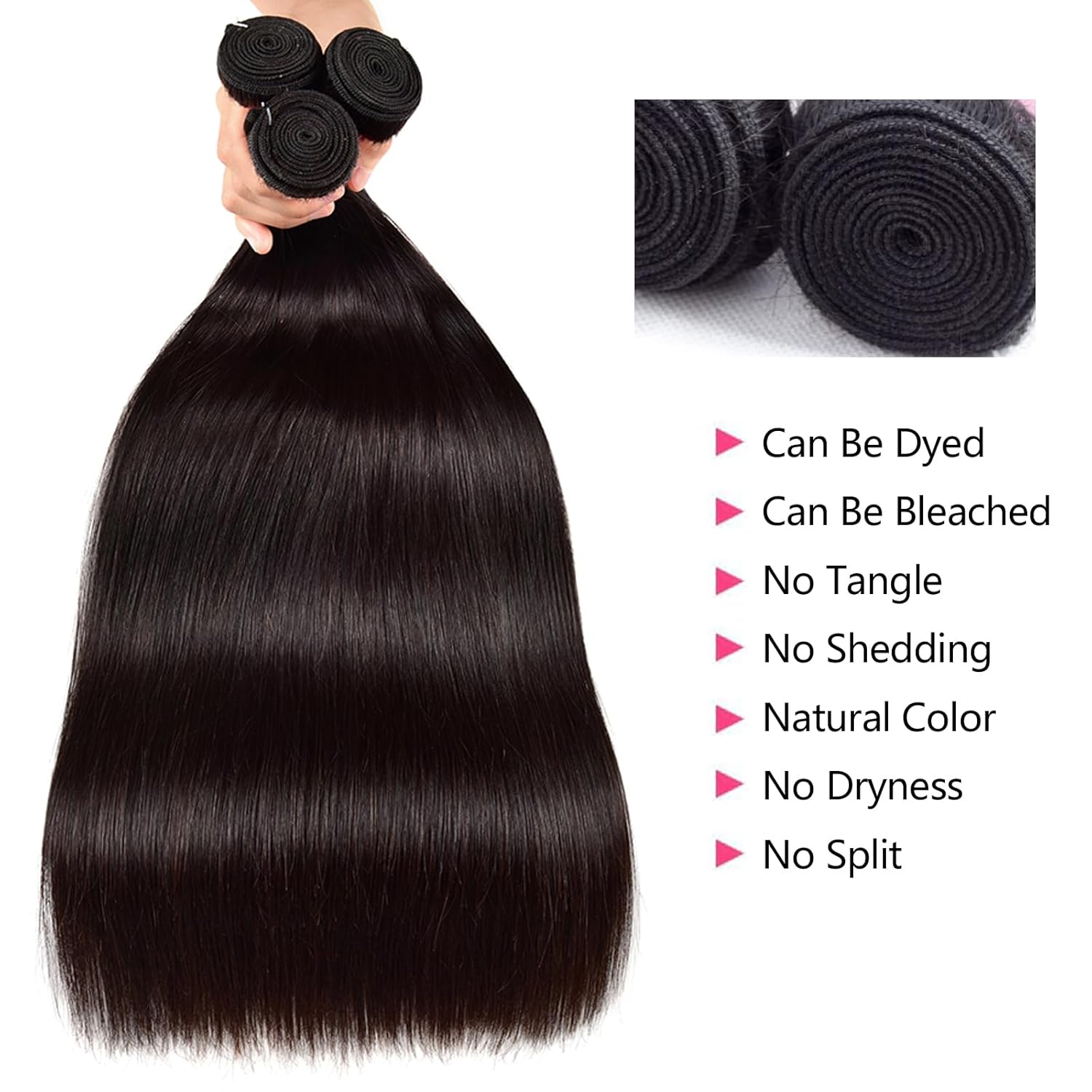Atikual Hair Brazilian Straight Human Hair 3 Bundles With 4x4 Lace Closure Mink Brazilian Virgin Hair Straight With Closure