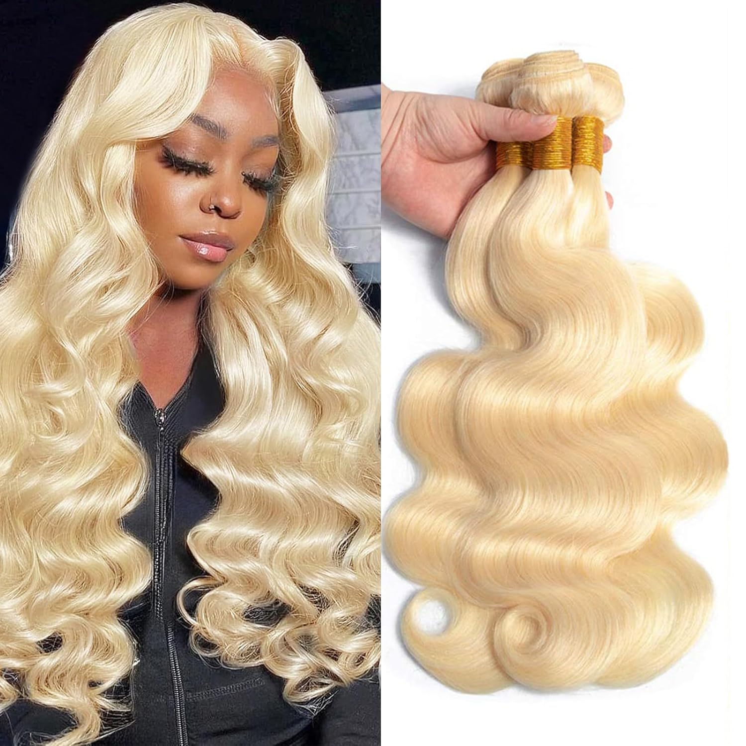 Atikual hair Brazilian blonde body wave human hair 3 bundles virgin human hair 613 color